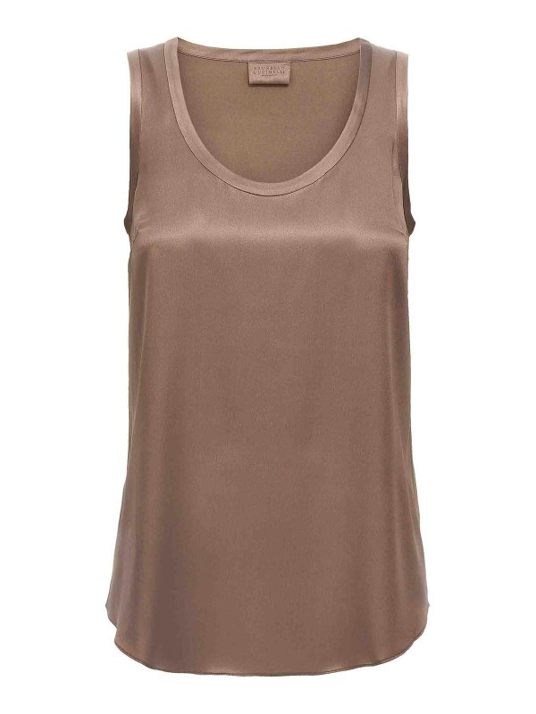 BRUNELLO CUCINELLI: Tops & Débardeurs - Top - Marron