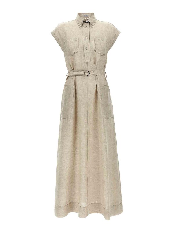BRUNELLO CUCINELLI: Knielange Kleider - Knielanges Kleid - Beige