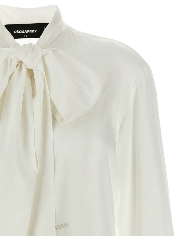 Tシャツ・カットソー D SQUARED2 SS25 'Paris Bow' shirt (S75DL0893S78302 100) Paris Bow Shirt
