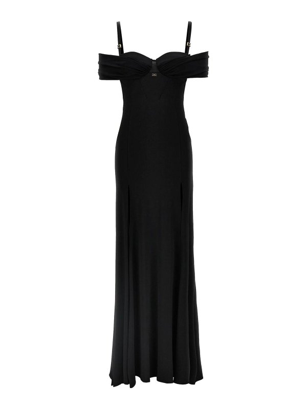 ワンピース ELISABETTA FRANCHI Woman Dress Black AB716 110 Elisabetta Franchi Woman Midi Dress In Jersey with Cross