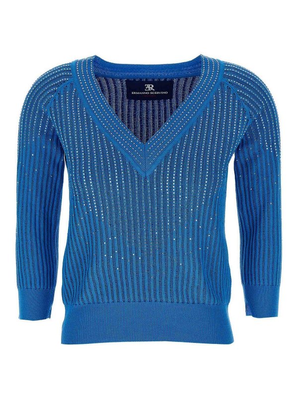 ERMANNO SCERVINO: カーディガン - カーディガン - ブルー