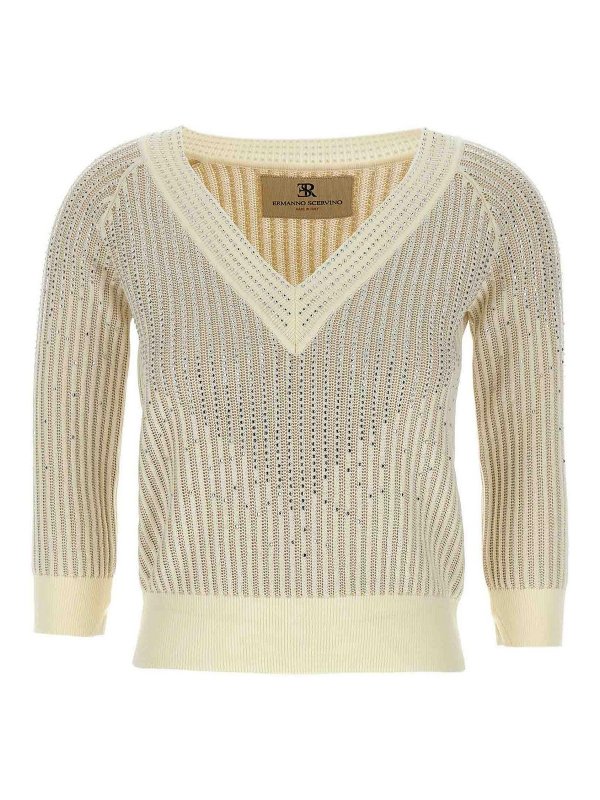 ERMANNO SCERVINO: Cardigans - Cardigan - Weiß