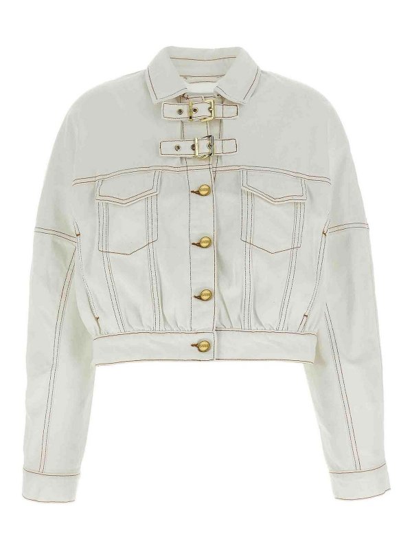 GANNI: Vestes en denim - Blazer - Blanc