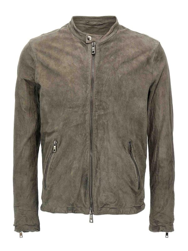 GIORGIO BRATO: giacche casual - Giacca in pelle scamosciata per motociclisti