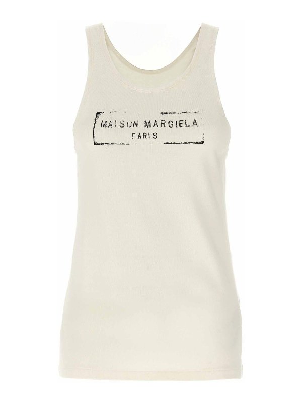 Maison Margiela: Tops y camisetas sin mangas - Top - Beis