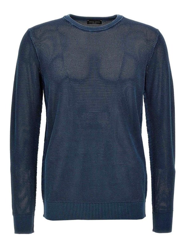 ROBERTO COLLINA: Pull col rond - Pull Col Rond - Bleu