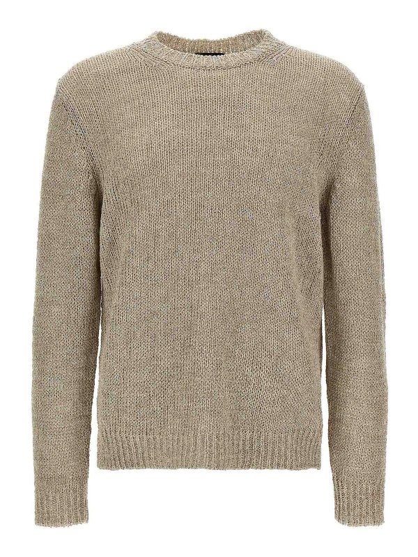 ROBERTO COLLINA: Suéteres con cuello pico - Suéter Cuello Redondo - Beis