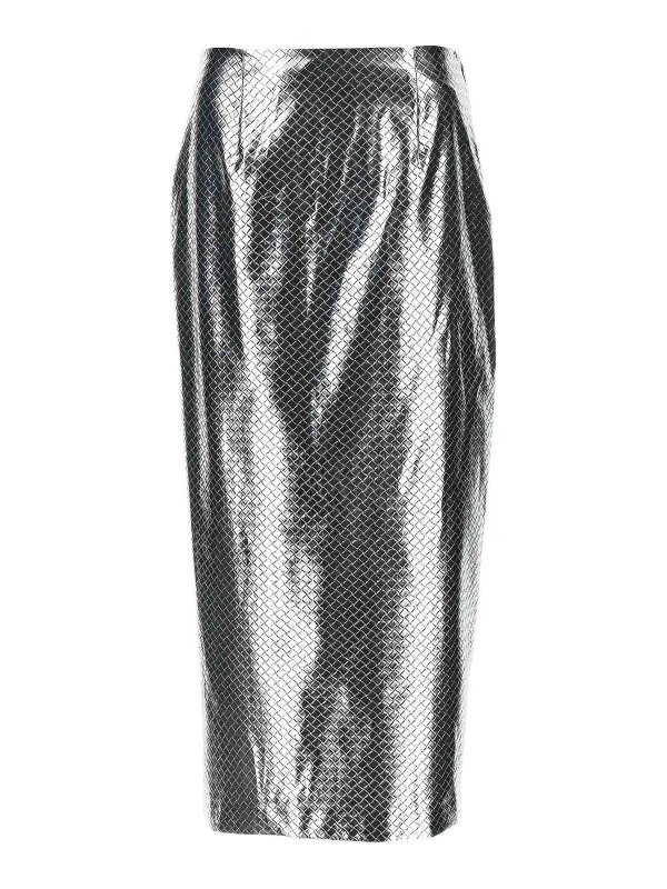 ROTATE Birger Christensen: Knielange und Midi Röcke - Midirock - Silber