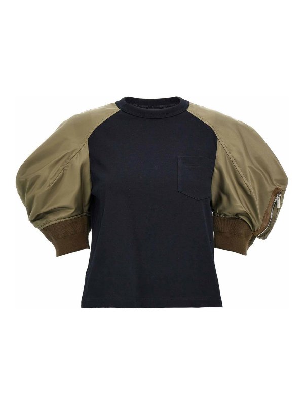Sacai: t-shirts - Nylon Insert T-Shirt