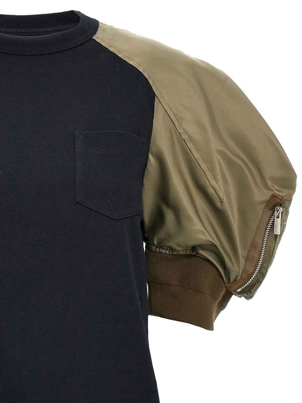 The Best Shops Sacai: t-shirts - Nylon Insert T-Shirt