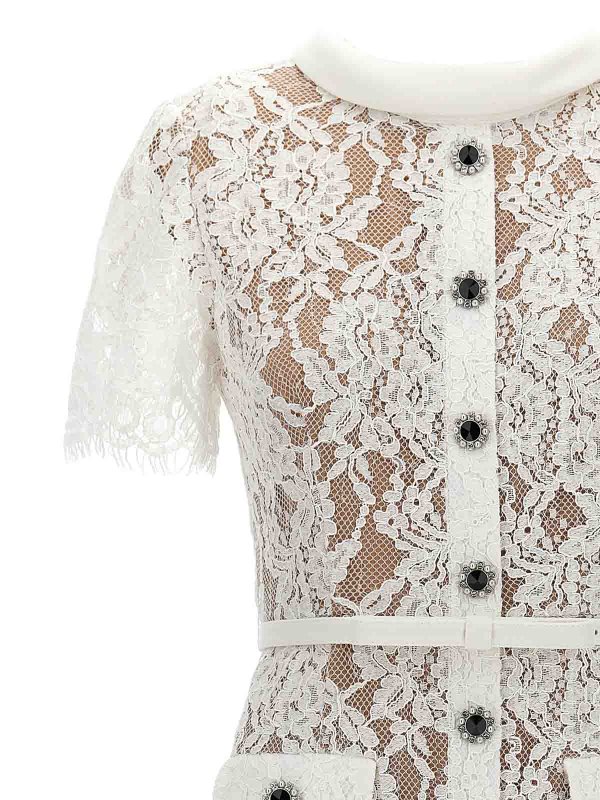 The Best Shops Self Portrait: maxi dresses - White Lace Button Midi Dress