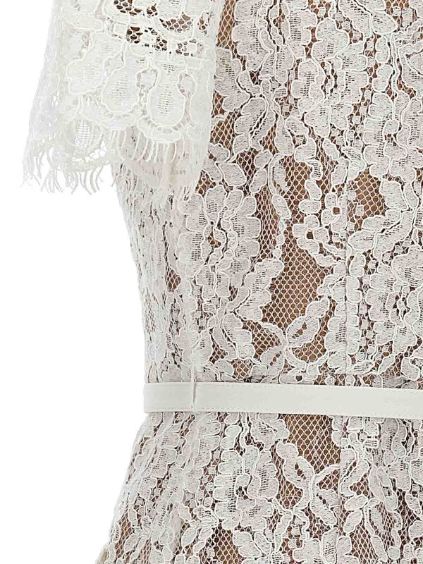 White Lace Button Midi Dress shop online: Self Portrait