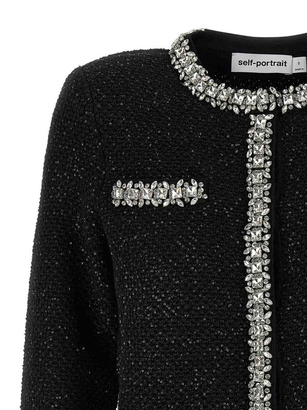 The Best Shops Self Portrait: cardigan - Cardigan in paillettes neri