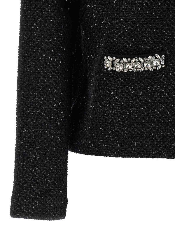 Cardigan in paillettes neri shop online: Self Portrait