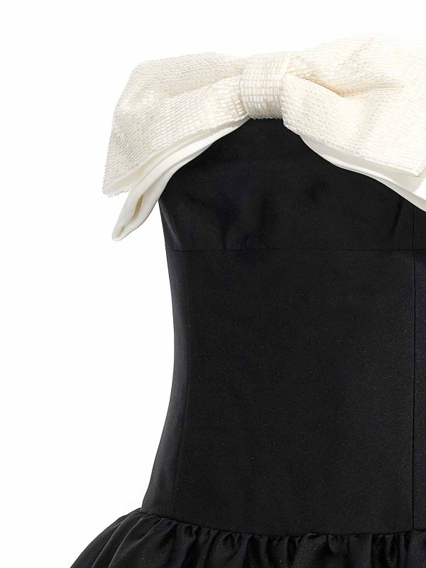 Black Taffeta Contrast Bow Midi Dress shop online: Self Portrait