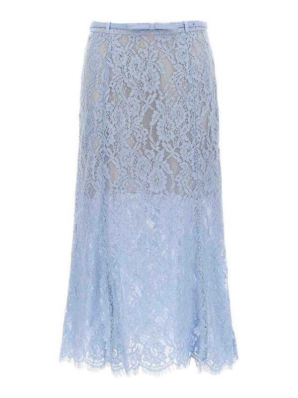 Self Portrait: Knielange und Midi Röcke - Midirock - Hellblau