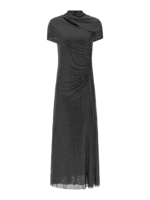 Self Portrait: abiti lunghi - Magh Out Midi Vestito  di strass in Slate