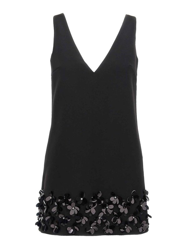 Self Portrait: abiti da cocktail - Mini Vestito  in paillettes 3d in crepe nera