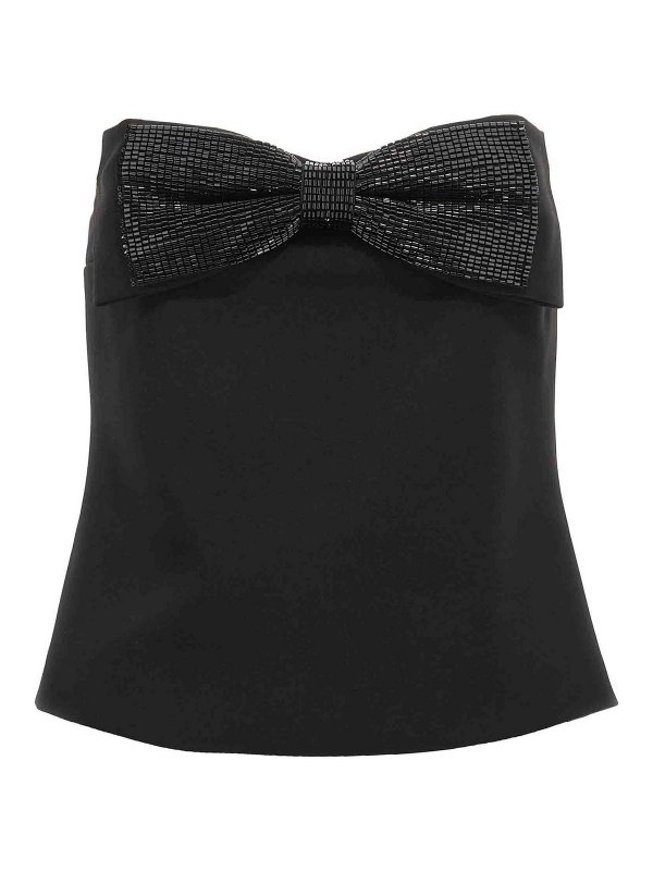 Self Portrait: Tops & Tank tops - Black Crepe Bandeau Top
