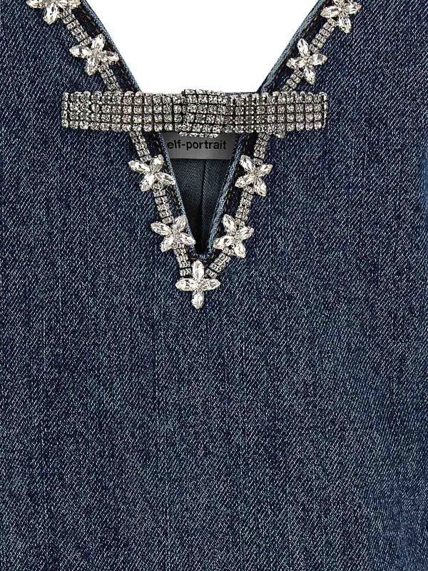 ショートドレス - ブルー shop online: Self Portrait