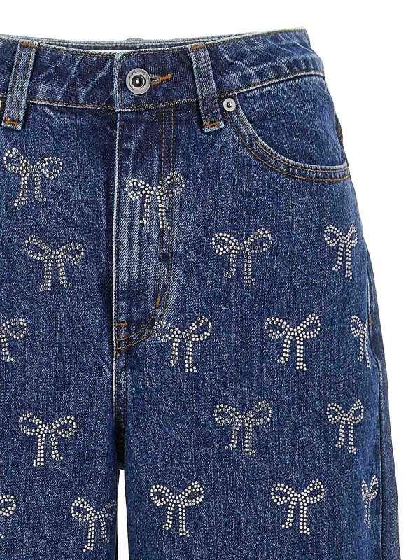 The Best Shops Self Portrait: bootcut jeans - Rhinestone Bow Jeans