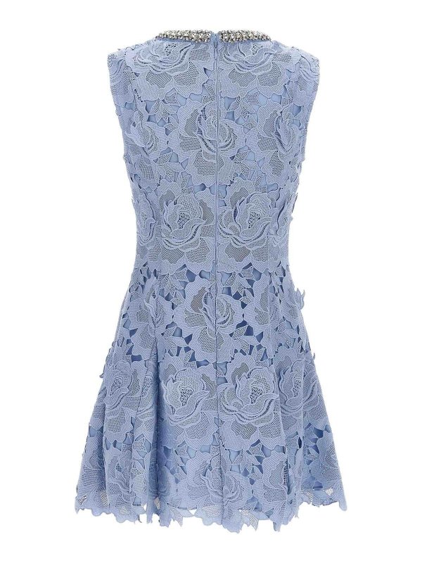 Self Portrait: short dresses online - Blue Flower Lace Mini Dress