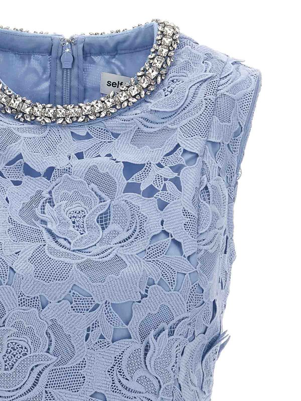 The Best Shops Self Portrait: short dresses - Blue Flower Lace Mini Dress