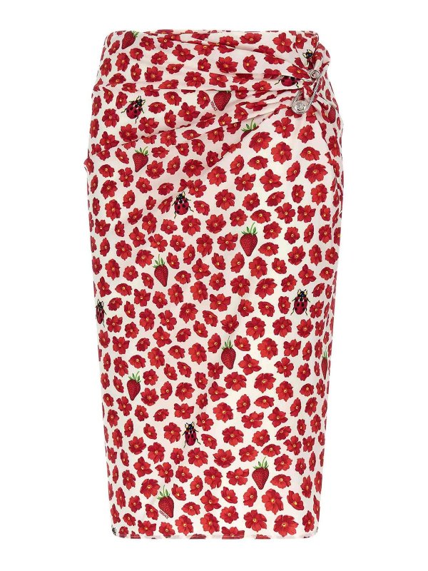 VERSACE: ニーレングススカート＆ミディ丈 - 膝丈/ミディスカート - マルチカラー