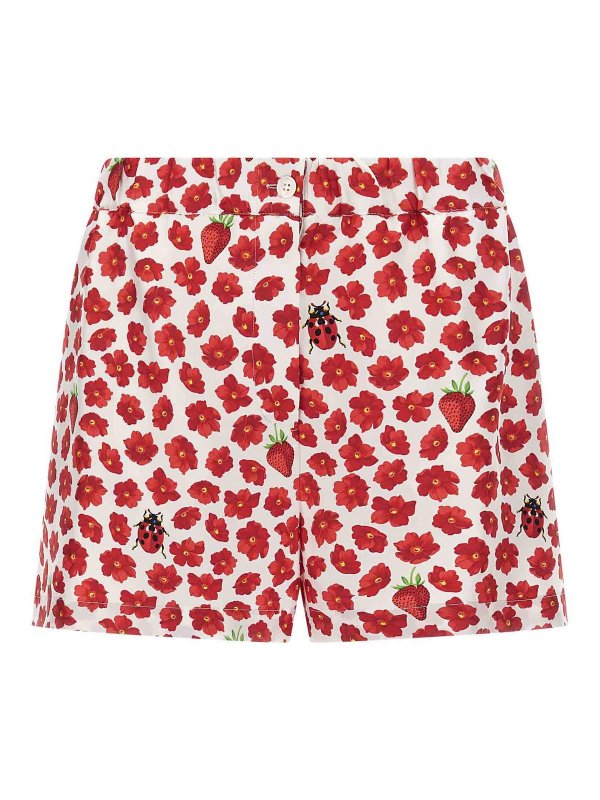 VERSACE: Trousers Shorts - Strawberry Garden Shorts