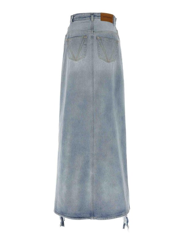 VETEMENTS: Knee length skirts & Midi online - Destroyed Denim Maxi Skirt Skirt