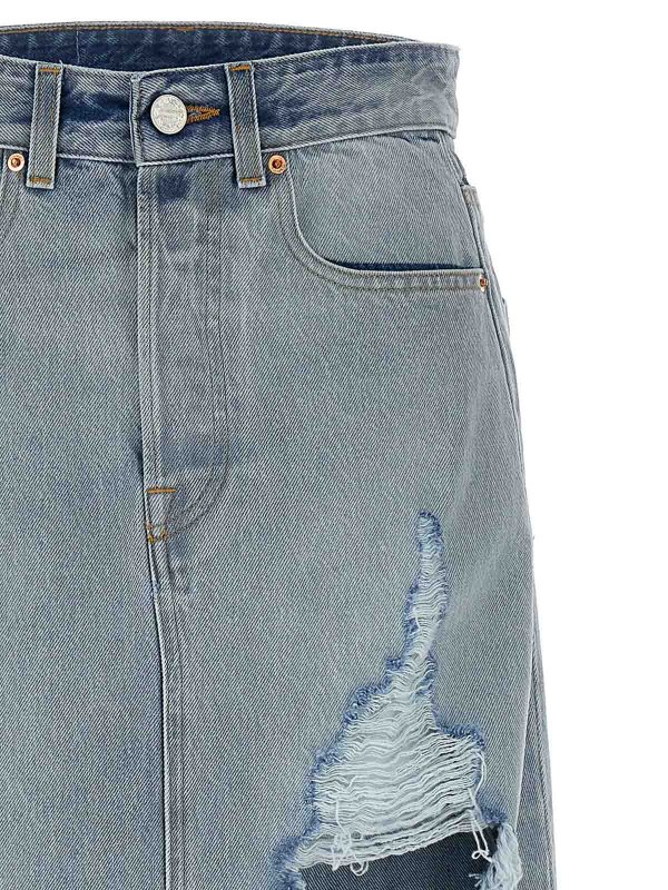 The Best Shops VETEMENTS: Knee length skirts & Midi - Destroyed Denim Maxi Skirt Skirt