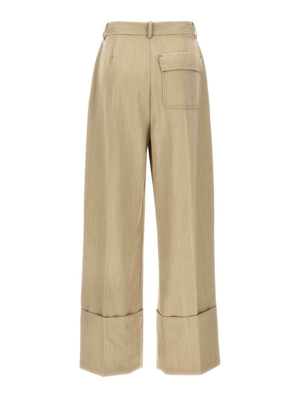 Victoria Beckham Maxi Turn-Up Pants - Beige