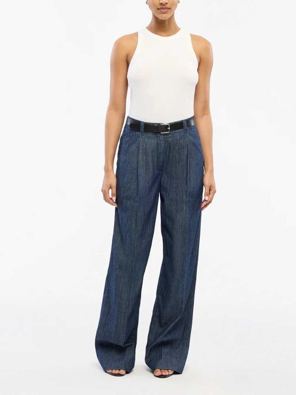 The Best Shops ANOTHER TOMORROW: casual trousers - Chambray Relaxed Wide Leg Pant