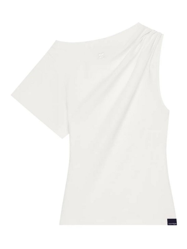 Courreges Twist Asymetrical Tee - White | 125JTS184JS01070001