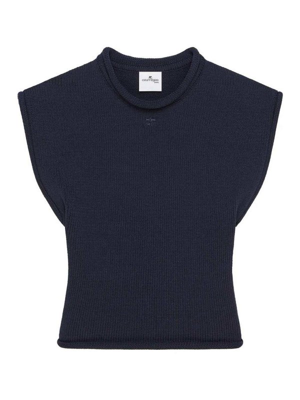 Courreges: Pull col rond - Pull Col Rond - Bleu