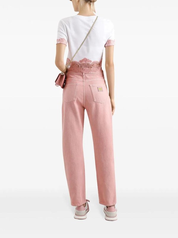 DOLCE & GABBANA: crew necks online - Lace Detail Tee