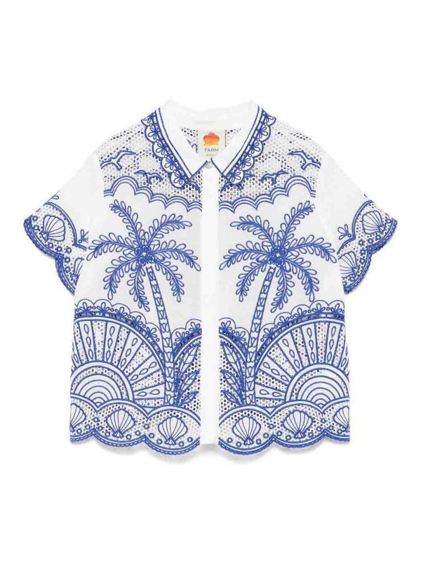 FARM RIO: shirts - Blu Palm Trees Shirt
