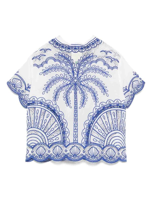 FARM RIO: shirts online - Blu Palm Trees Shirt