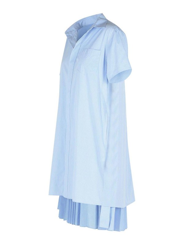 The Best Shops Sacai: knee length dresses - Light Blue Cotton Dress