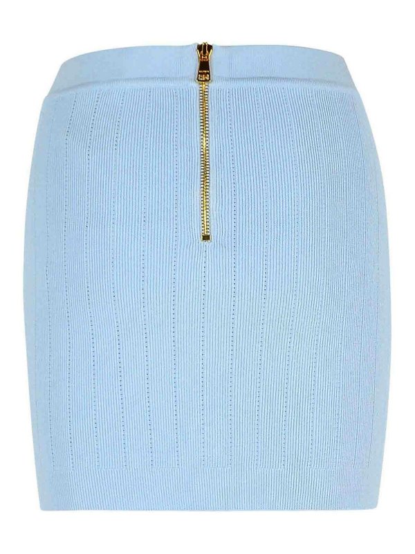 Balmain: mini skirts online - Light Blue Viscose Blend Miniskirt