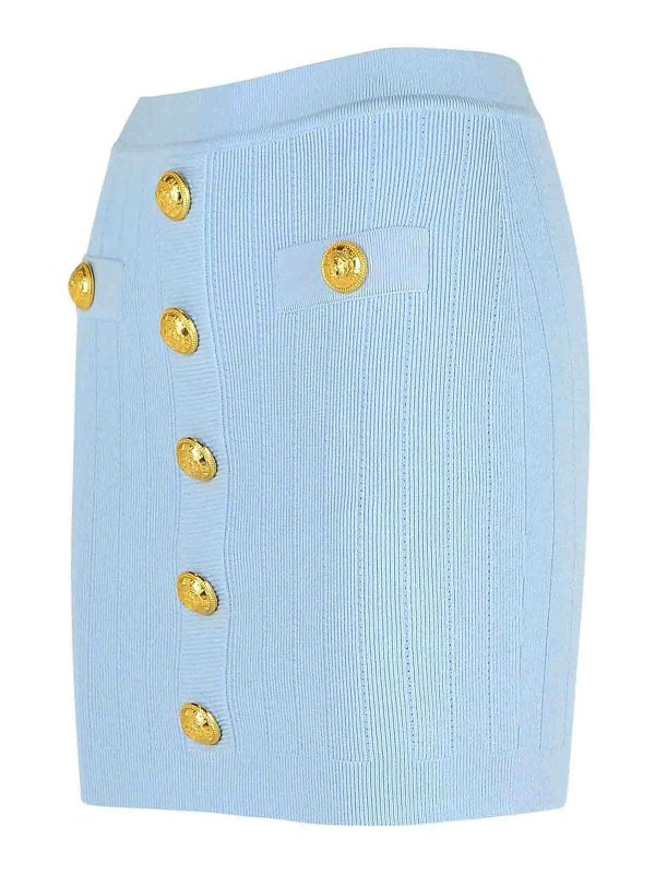 The Best Shops Balmain: mini skirts - Light Blue Viscose Blend Miniskirt