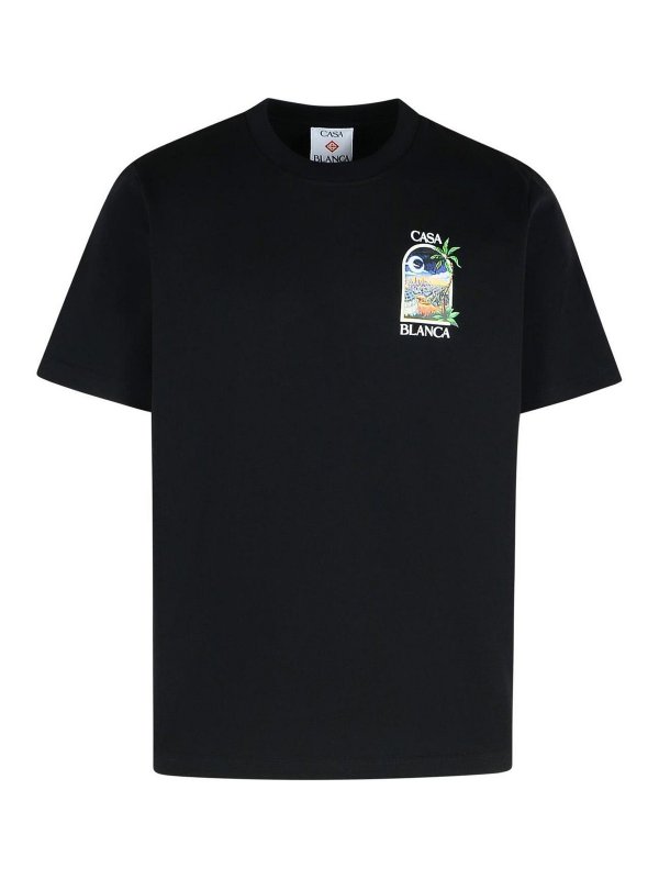 CASABLANCA: t-shirt - T-shirt di cotone nero di La Night