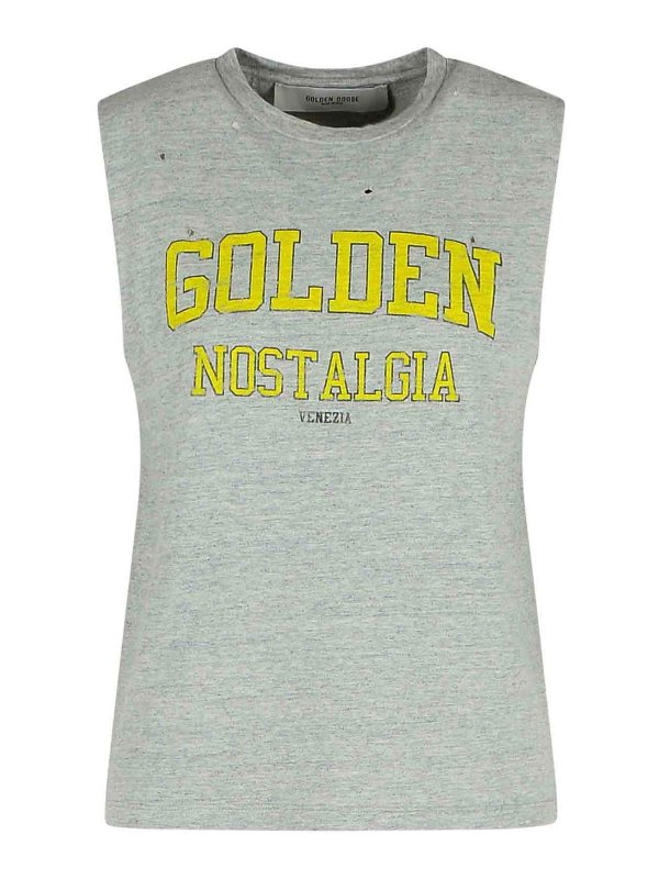 GOLDEN GOOSE: Tops y camisetas sin mangas - Top - Gris