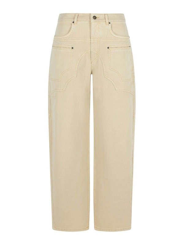 ISABEL MARANT: casual trousers - Baryl Beige Cotton Pants