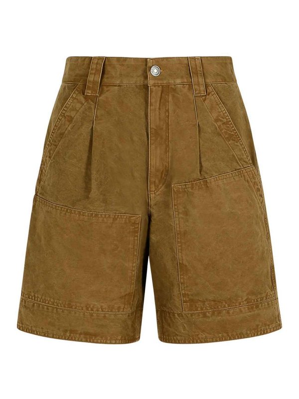ISABEL MARANT: pantaloni shorts - Pantaloncini di cotone marrone katja