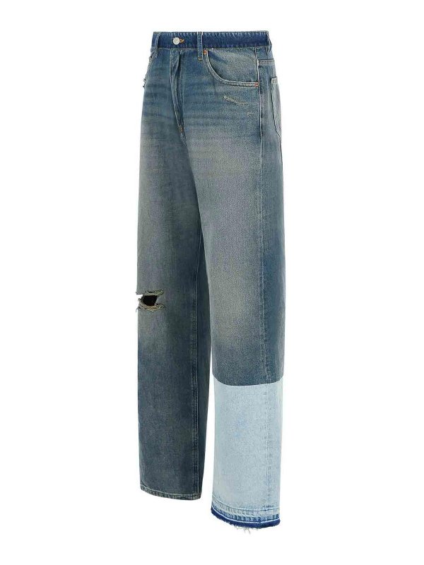 The Best Shops MM6 MAISON MARGIELA: bootcut jeans - Patch Blue Denim Jeans