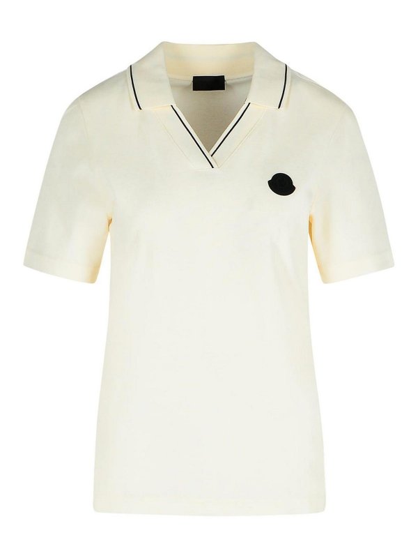 MONCLER: polo shirts - Ivory Cotton Polo Shirt