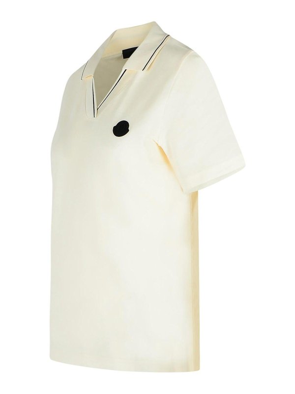 The Best Shops MONCLER: polo shirts - Ivory Cotton Polo Shirt