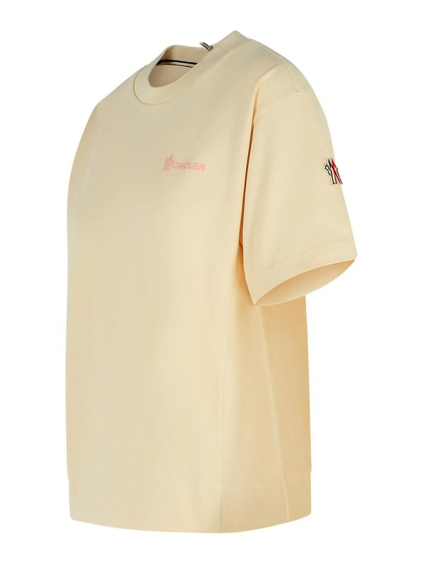 The Best Shops MONCLER: t-shirts - Cream Cotton T-Shirt