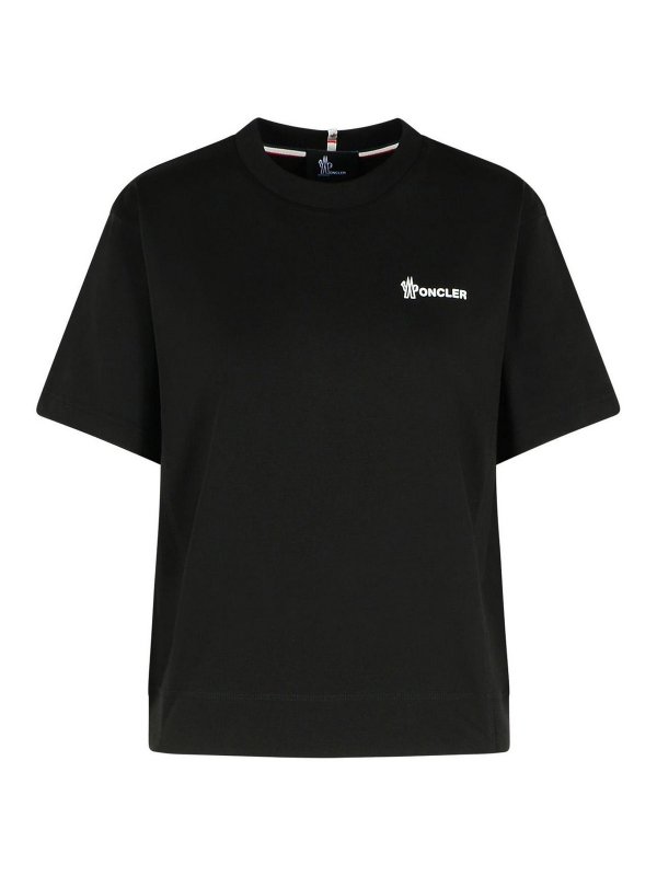 MONCLER: t-shirts - Black Cotton T-Shirt